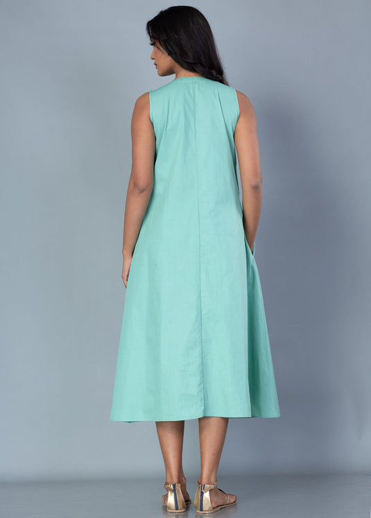 V Neck Trapeze Midi Dress