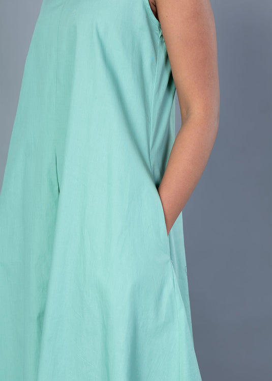 V Neck Trapeze Midi Dress