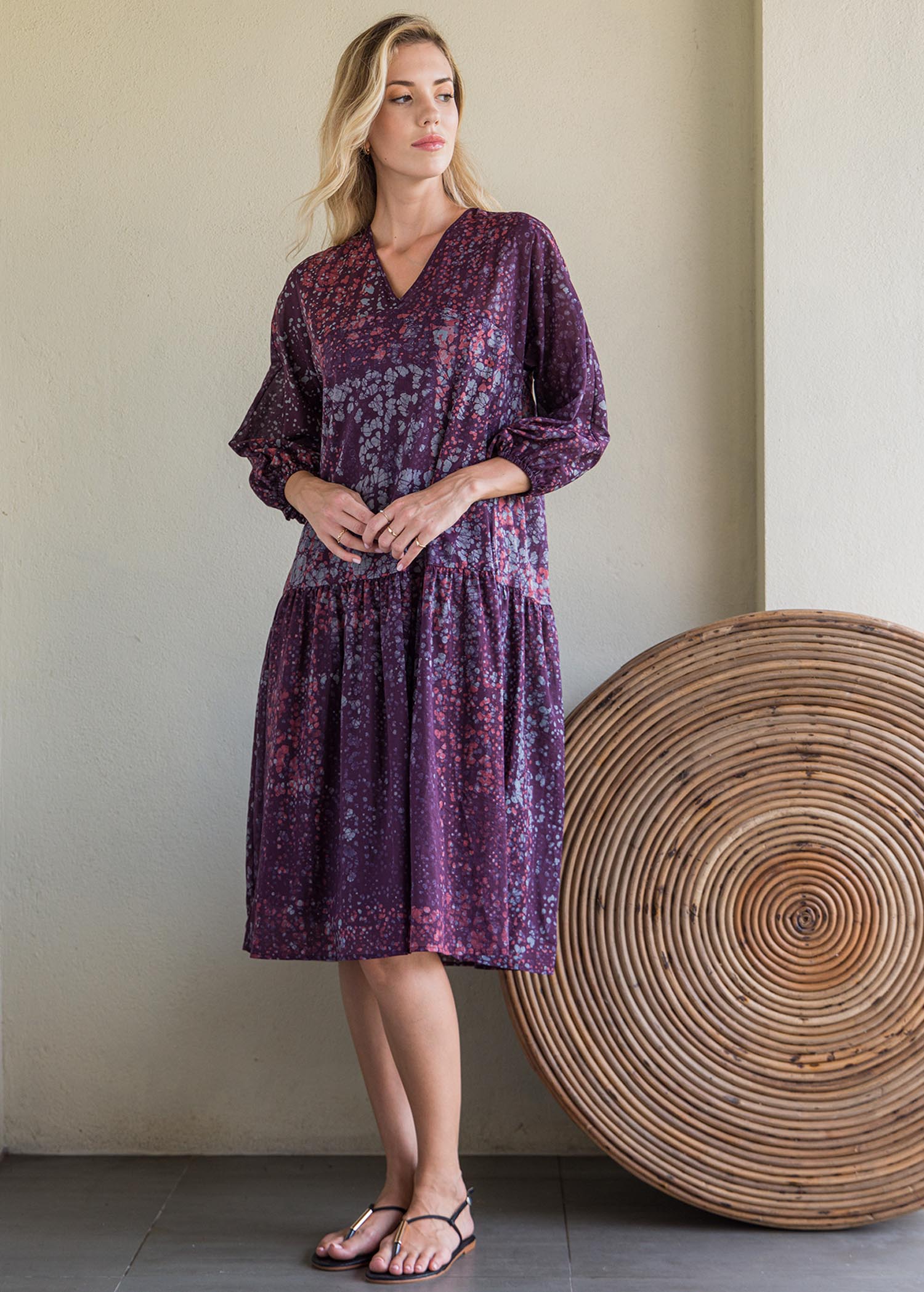 Dotted long sleeved batik dress