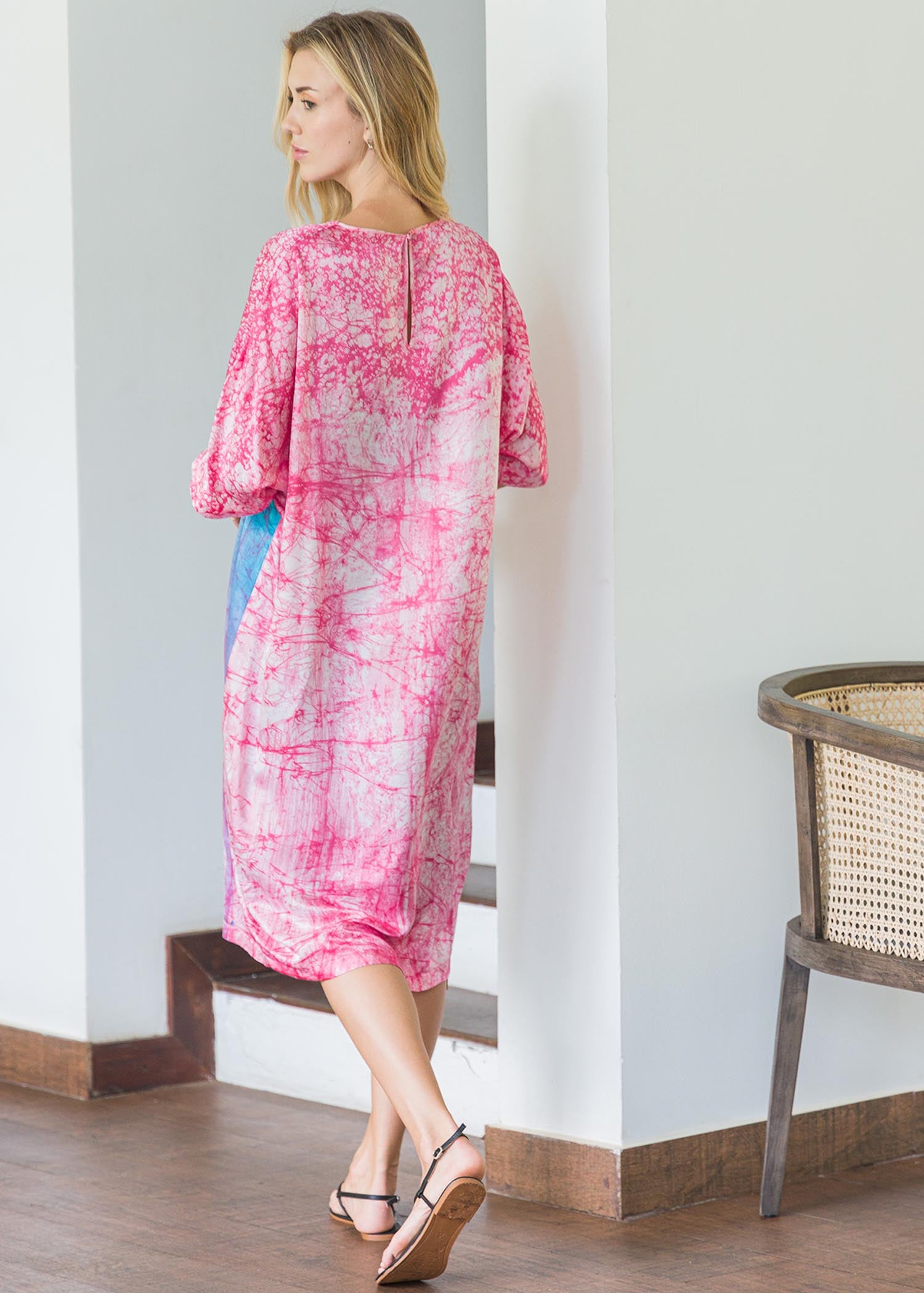 Blended Coloured Batik Kaftan Dress