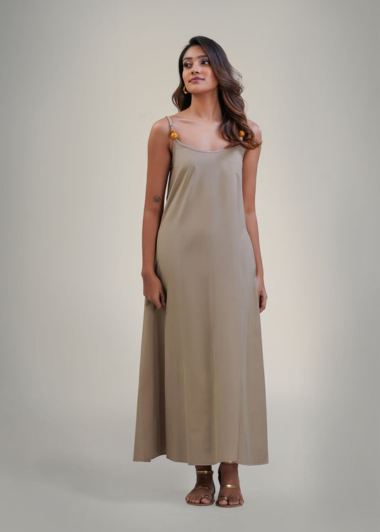 Maxi dress with beaded straps