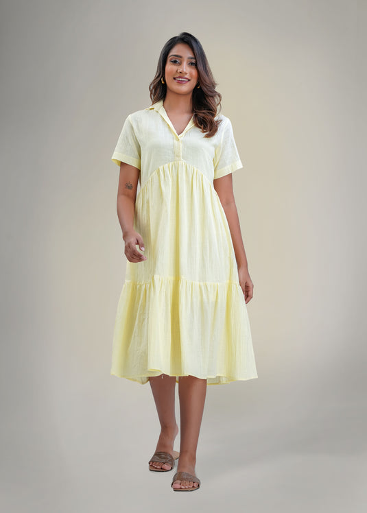 Tiered dress with short placket