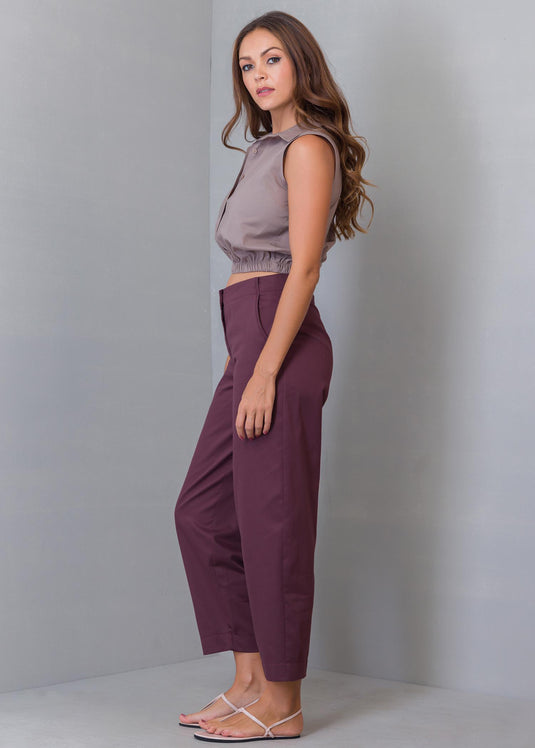 Sleeveless Crop Top With Elasticated Hem