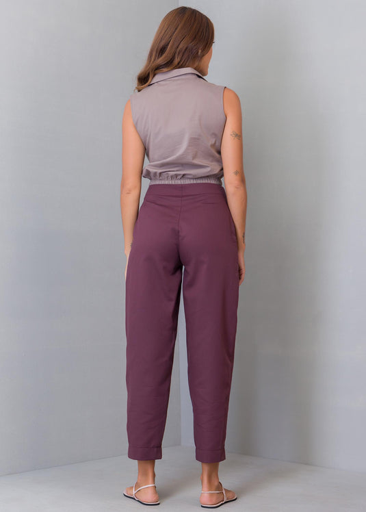 Sleeveless Crop Top With Elasticated Hem
