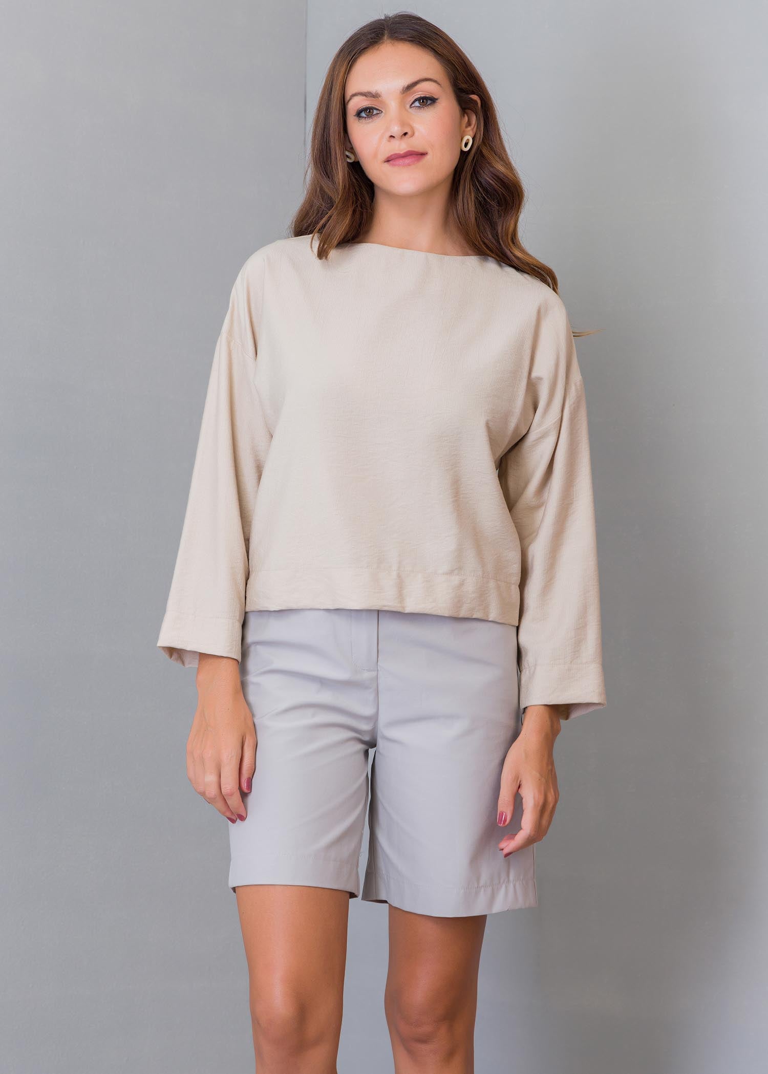 Long Sleeve Drop Shoulder Blouse