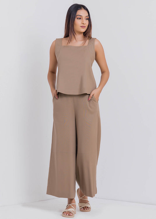 Wide Leg Pant With Cut & Sew Panel