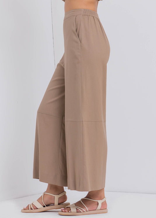 Wide Leg Pant With Cut & Sew Panel