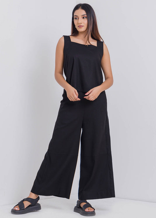 Wide Leg Pant With Cut & Sew Panel