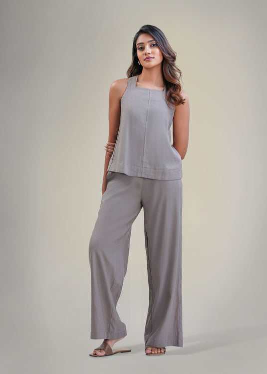 Wide strap crop top with cross back