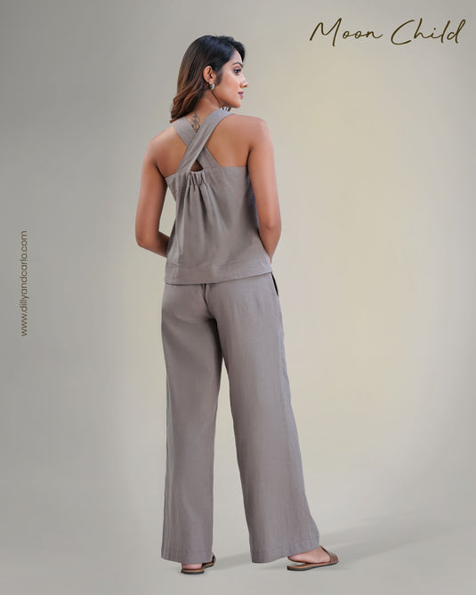 Wide strap crop top with cross back