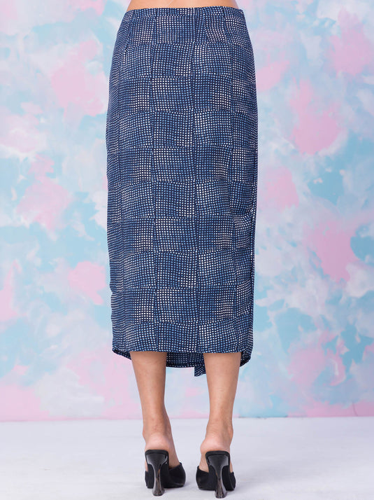 Printed Mock Wrap Skirt
