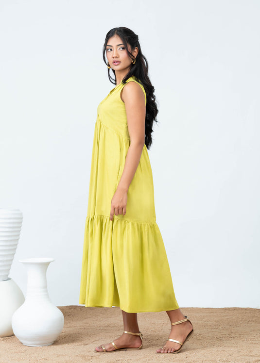 Sleeveless Tiered Detaile Midi Dress