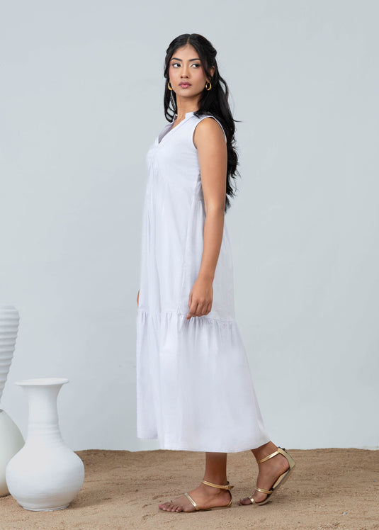 Sleeveless Tiered Detaile Midi Dress