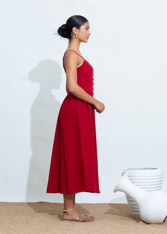 Strappy Midi Dress With Front Buttons