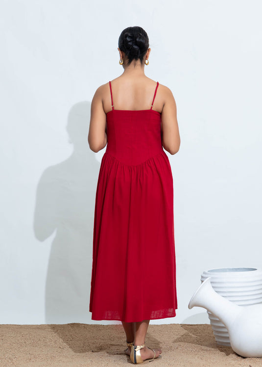 Strappy Midi Dress With Front Buttons