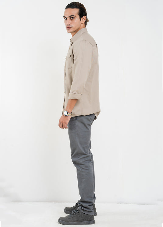 Casual Wear Detailed Double PKT L/S Shirt