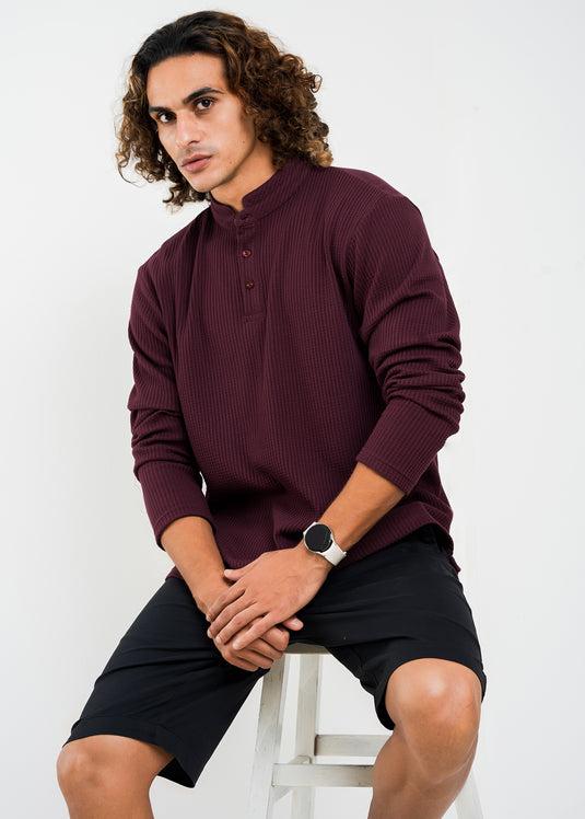 Casual Wear Mao Collar L/S T-Shirt