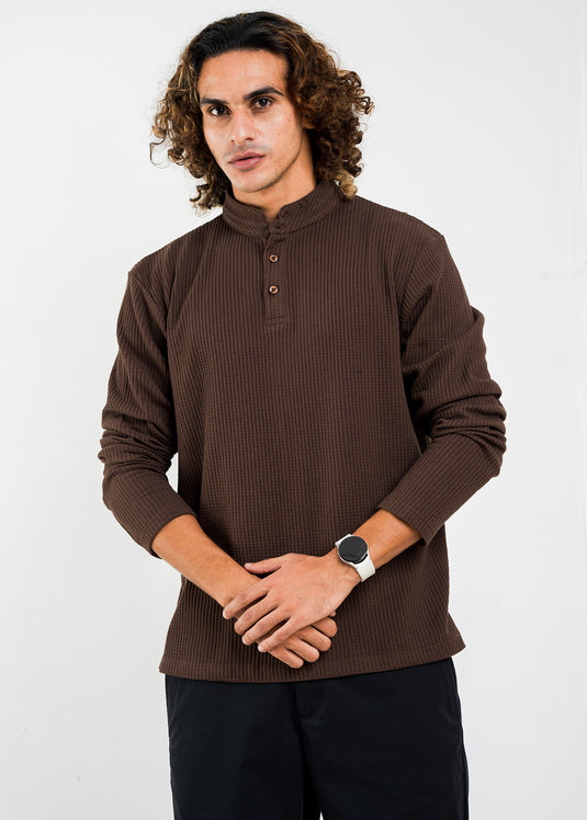 Casual Wear Mao Collar L/S T-Shirt