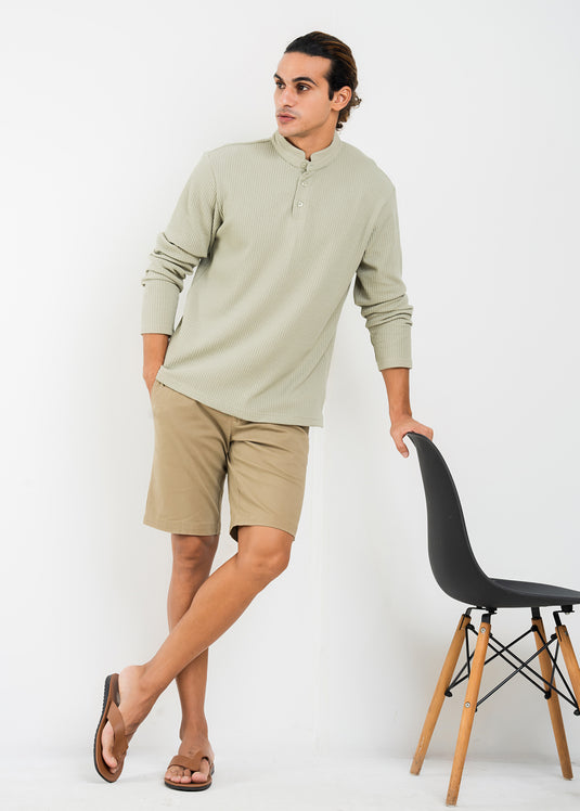 Casual Wear Mao Collar L/S T-Shirt