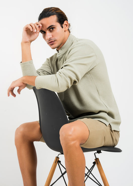 Casual Wear Mao Collar L/S T-Shirt