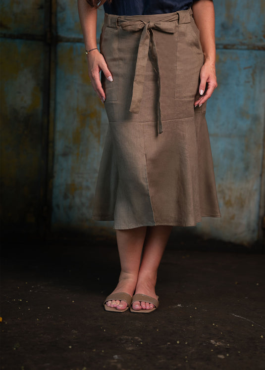 Pocket Detailed Skirt With Tie