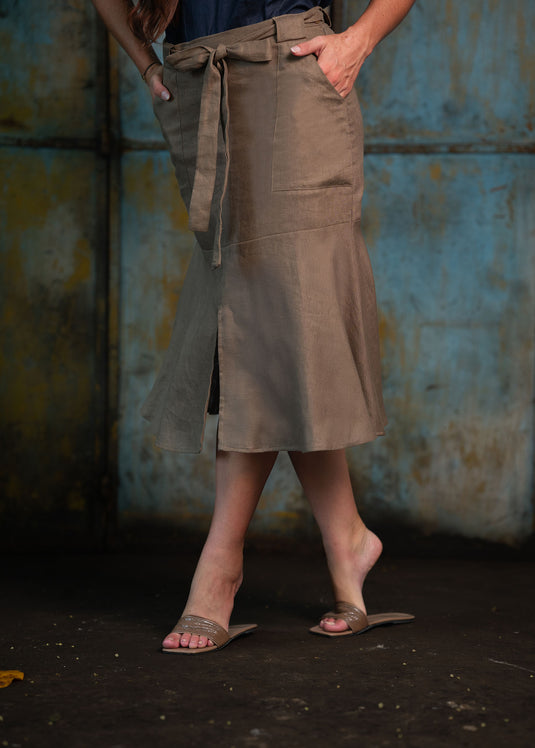Pocket Detailed Skirt With Tie
