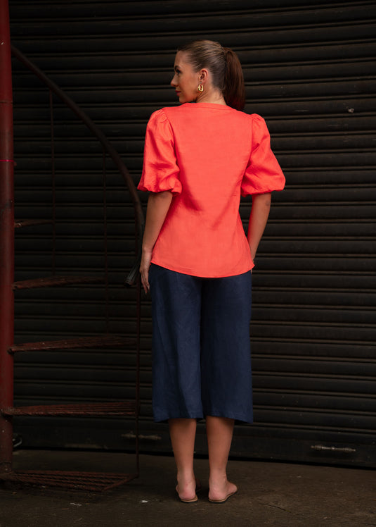 Three Quarter Pant With Front Pleat