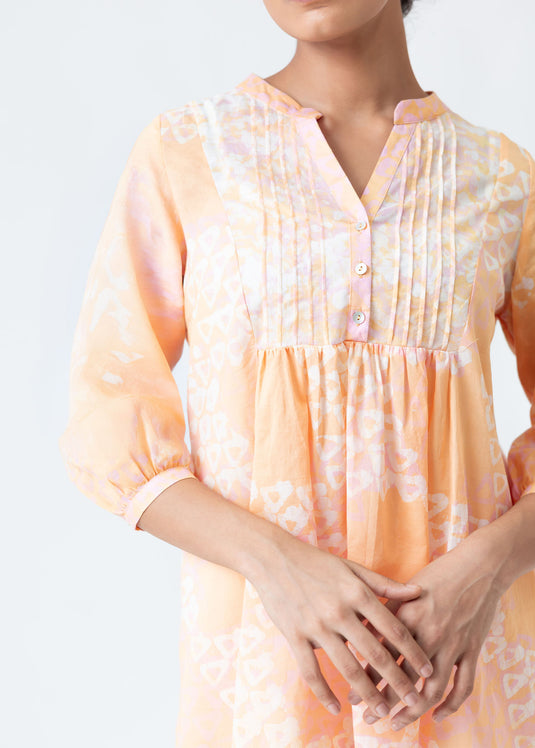 Batik pintucked baby doll top