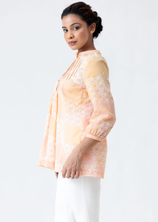 Batik pintucked baby doll top