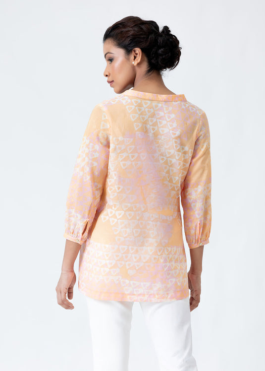 Batik pintucked baby doll top