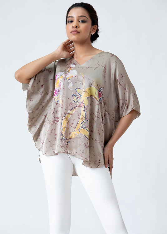 Batik v neck kaftan top