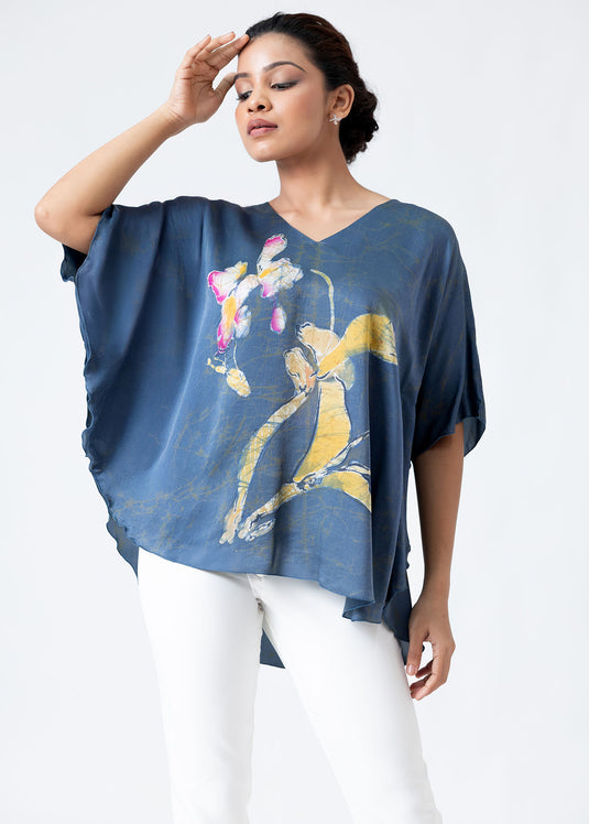 Batik v neck kaftan top