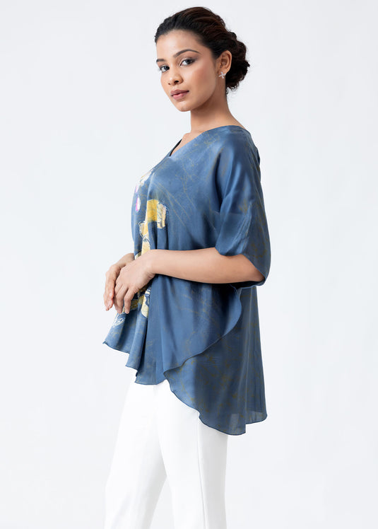 Batik v neck kaftan top