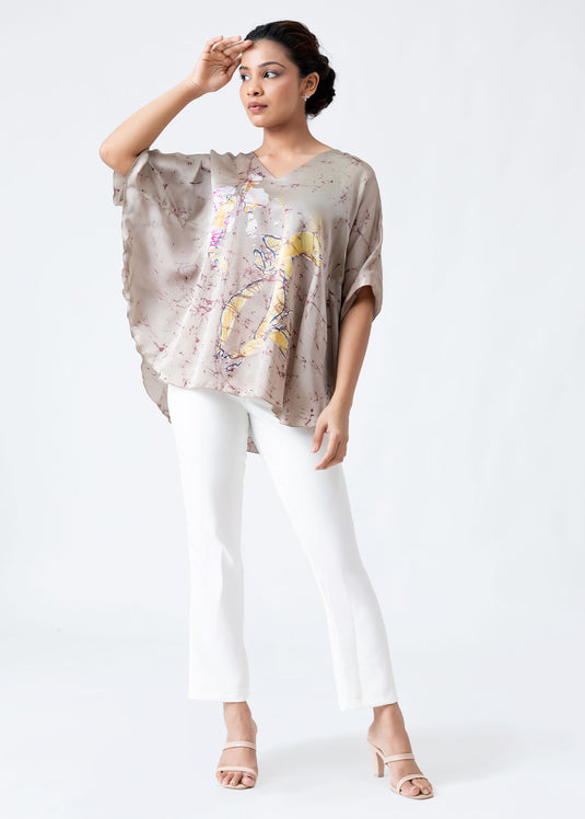Batik v neck kaftan top