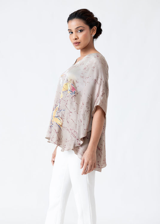 Batik v neck kaftan top
