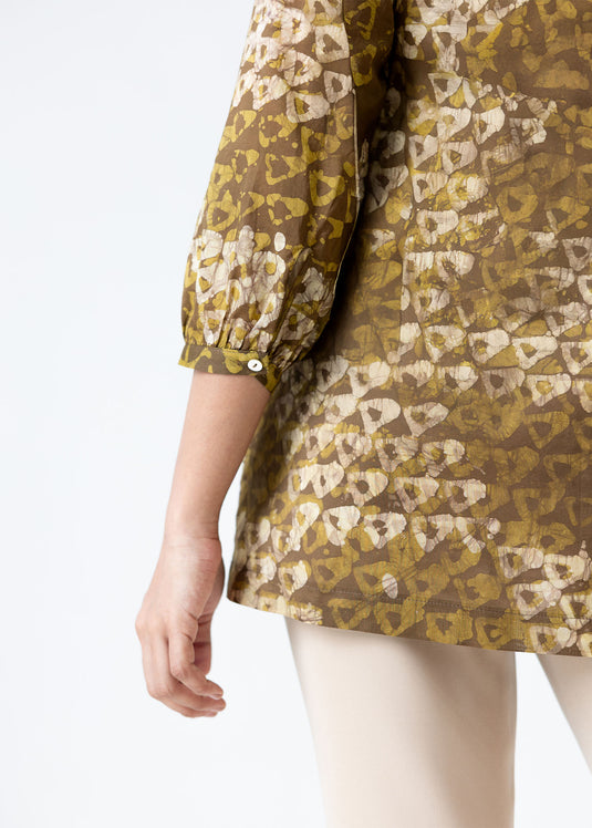 Batik pintucked baby doll top