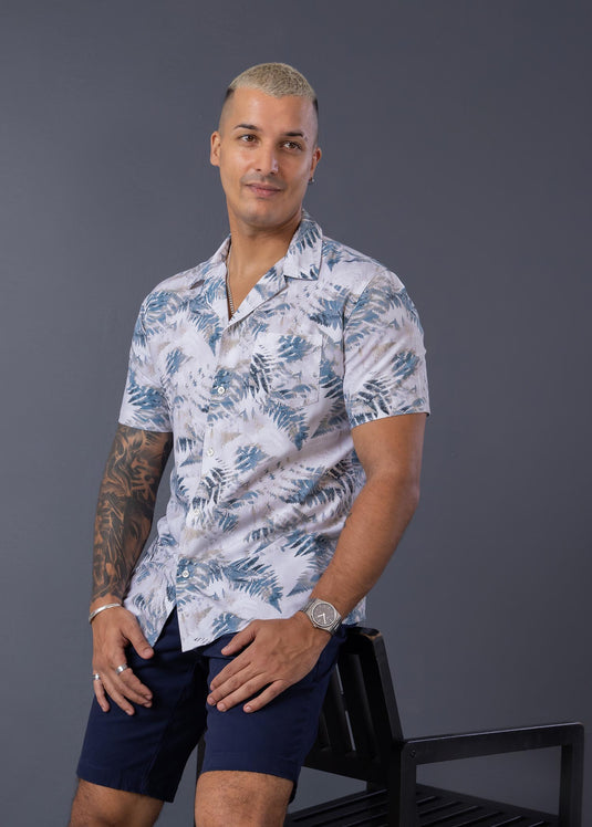 Casual Wear Printed Cuban Collar S/S Shirt