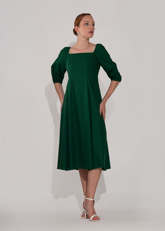 Square Neck Puff Sleeve Dress