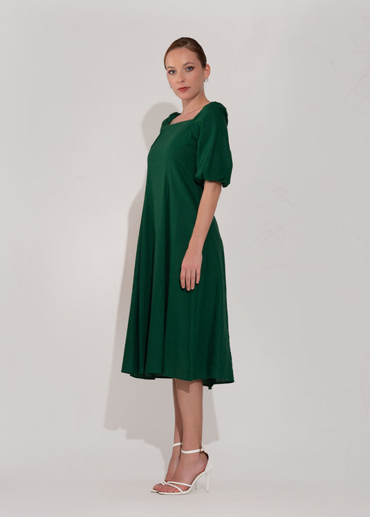 Square Neck Puff Sleeve Dress