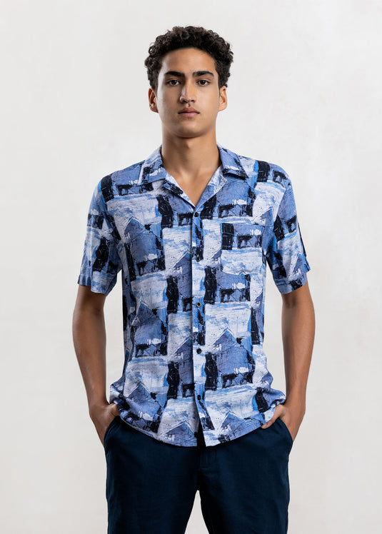 Printed Cuban Collar Shirt