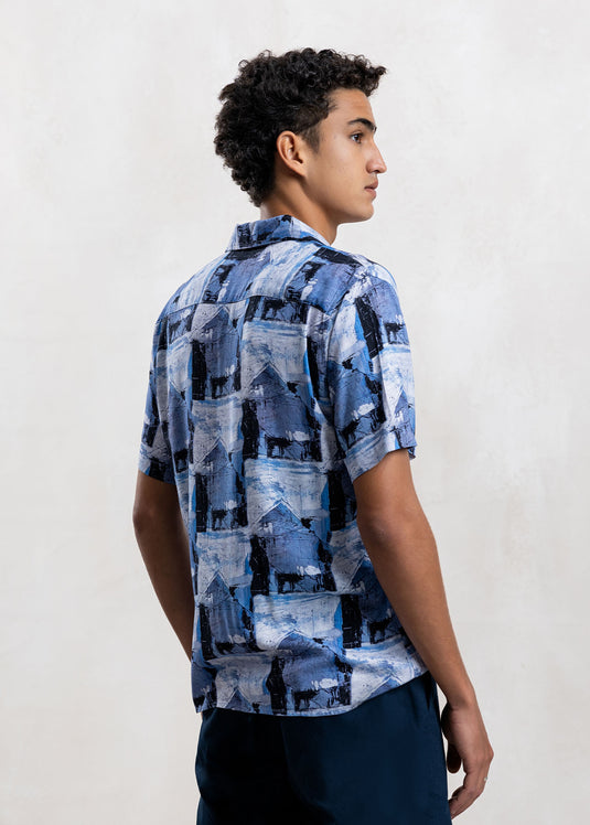 Printed Cuban Collar Shirt