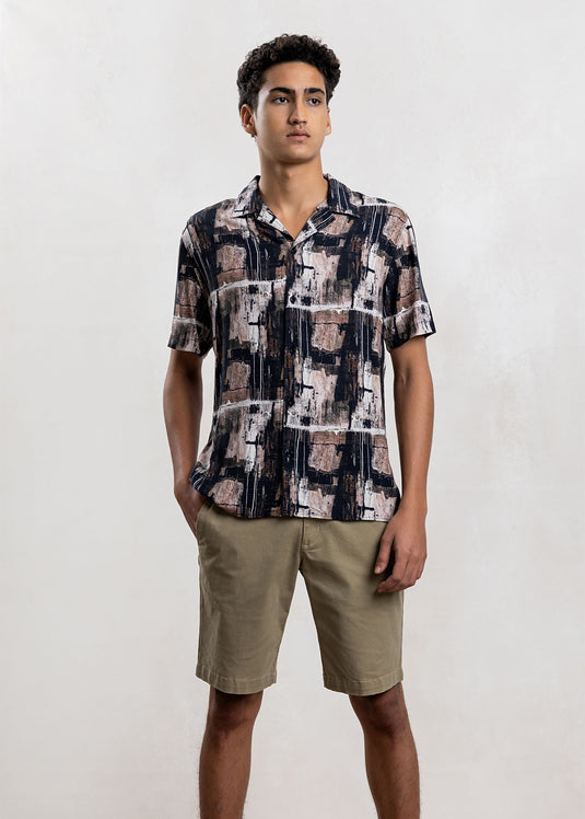 Printed Cuban Collar Shirt