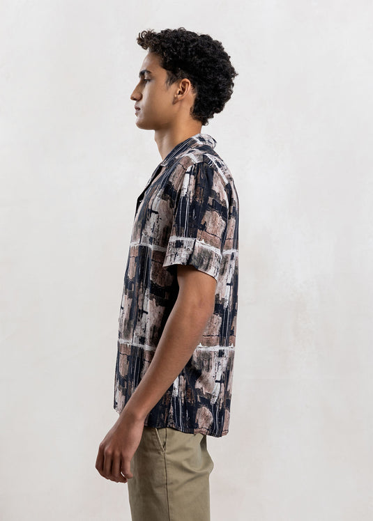 Printed Cuban Collar Shirt