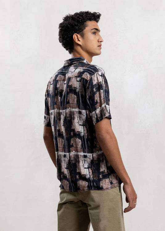 Printed Cuban Collar Shirt