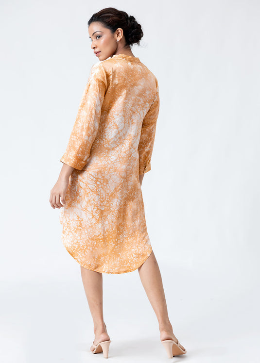 Batik short placket shirt dress