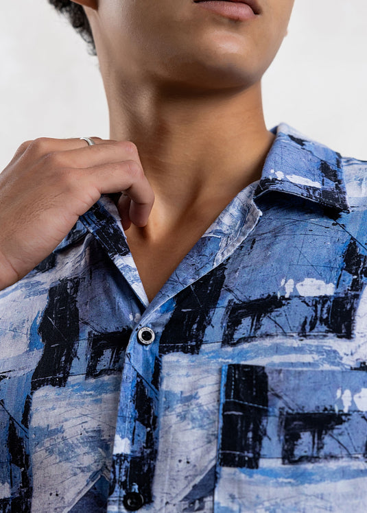 Printed Cuban Collar Shirt