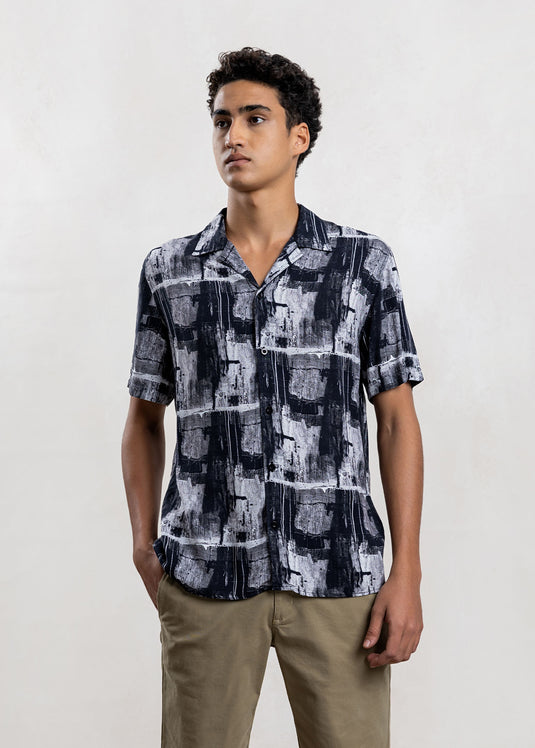 Printed Cuban Collar Shirt