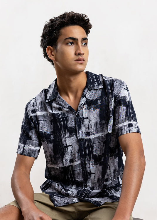 Printed Cuban Collar Shirt