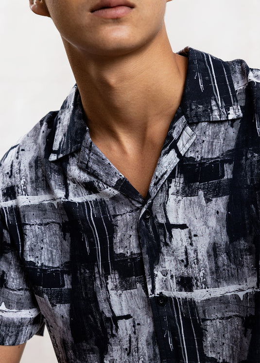 Printed Cuban Collar Shirt