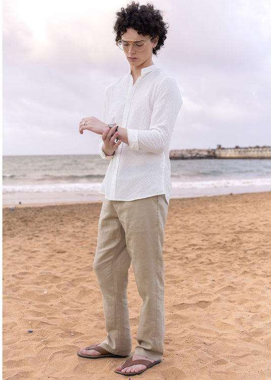 Mao collar shirt L/S